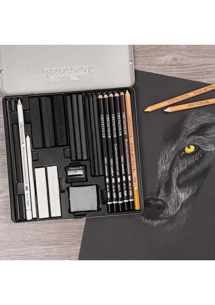 Wolfbox Premium Çizim Seti Metal Kutu 25'li 91400 2602 fırsatları
