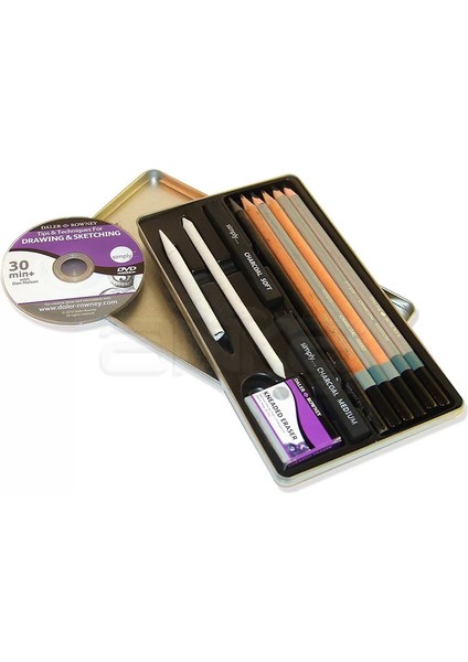 Daler Rowney Simply Charcoal Tin 12LI Set