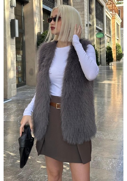 Füme Yumuşak Doku Astarlı Kadın Yelek MG2238 modelleri