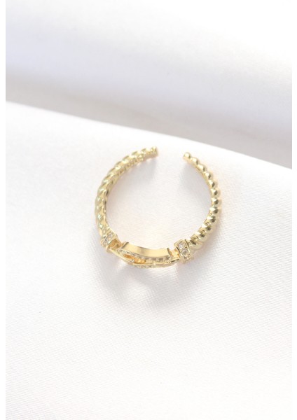 Kemer Tokası Tasarımlı Gold Renk Zirkon Taşlı Ayarlanabilir Yüzük fiyatları