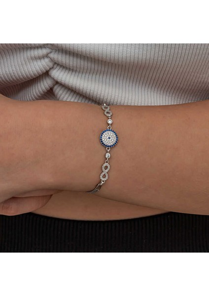 Gümüş Nazarlı Sonsuzluk Kadın Bileklik modelleri