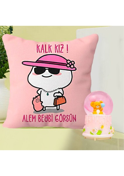 Kalk Kız Alem Beybi Görsün Yastık &tatlı Panda Işıklı Kar Küresi