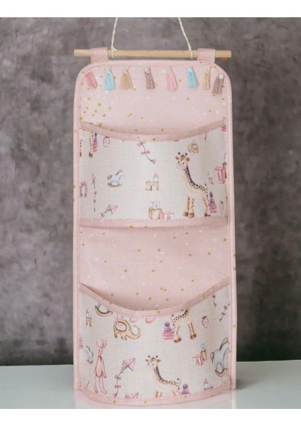 Anne Bebek 2 Cepli Askılı Düzenleyici, 20*44 cm Pembe Renk