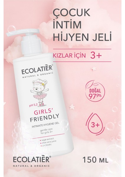 Çocuk İntim Bakım Hijyen Jeli 3+ Yaş, Organik Aloe Vera, Adaçayı, Prebiyotik, 150 ml