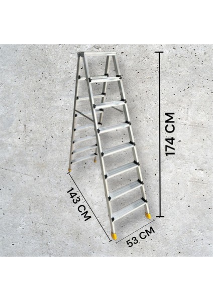 8+8 Alüminyum Çift Çıkışlı Merdiven