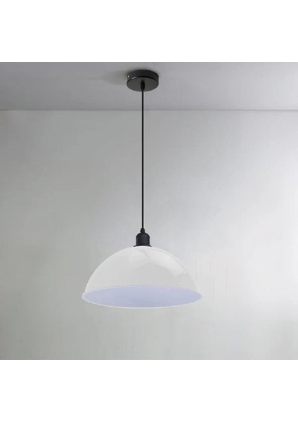 Modern,vintage,retro,rustik Beyaz 1XE27 Duylu Metal Tekli Sarkıt Avize ÇAP:30CM