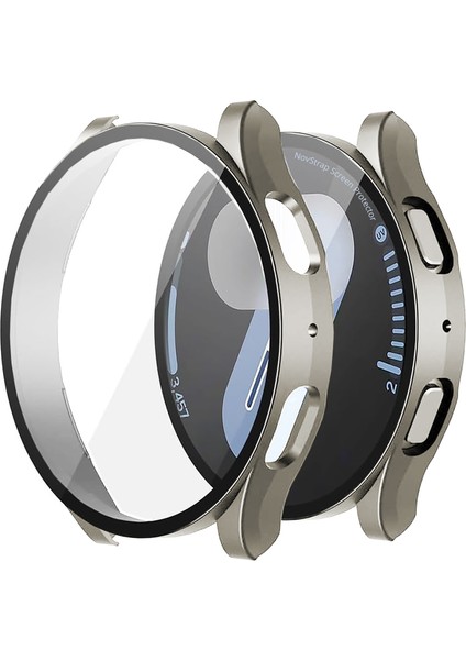 Samsung Galaxy Watch 7 44MM ile Uyumlu Ekran Koruyucu Cam ve Kasa Koruyucu Kılıf Sert Pc