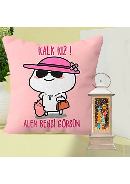 Kalk Kız Alem Beybi Görsün Yastık & Sokak Lambası Romantik Aşıklar Işıklı Kule Kar Küresi