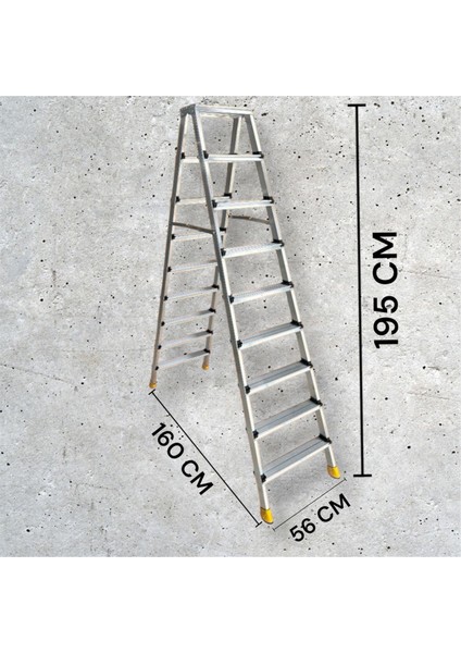 9+9 Alüminyum Çift Çıkışlı Merdiven