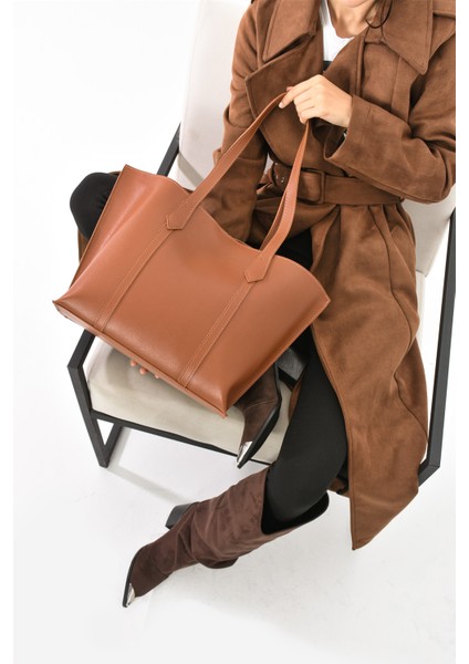 Byeduu Büyük Fermuarlı Çıtçıt Kapamalı Büyük Omuz Çantası