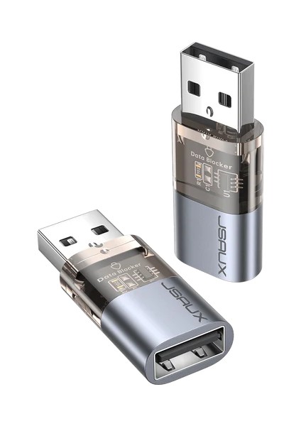 USB -A ve Type - C Veri Engelleyici ve Data Blocker ,  Sadece Şarj Için Şeffaf Usb-A - Usb-A ve Usb-C - Usb-C Veri Engelleyici, Juice Jacking'e Karşı, Hacklenmeyi Reddet