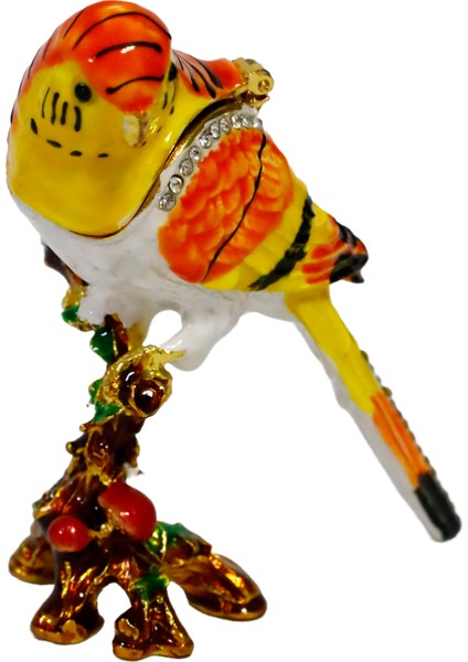 "Metal Kuş Biblosu -3 Farklı Renk Varyantlı, Kristal Taşlı Dekoratif Biblo - 8 Cm"