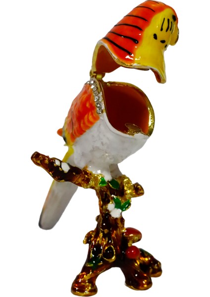 "Metal Kuş Biblosu -3 Farklı Renk Varyantlı, Kristal Taşlı Dekoratif Biblo - 8 Cm"