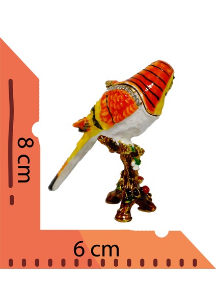 "Metal Kuş Biblosu -3 Farklı Renk Varyantlı, Kristal Taşlı Dekoratif Biblo - 8 Cm"