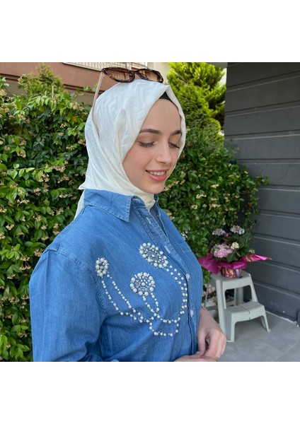 Tasarım Tesettür Kot Gömlek %50