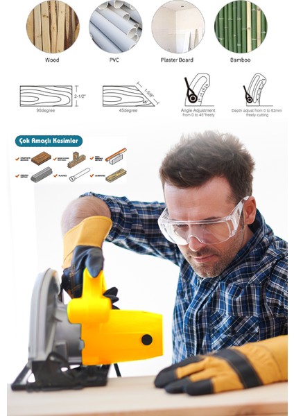 Elektrikli Sunta Kesme Makinası Profesional 5500 Rpm Daire Testere Sarı