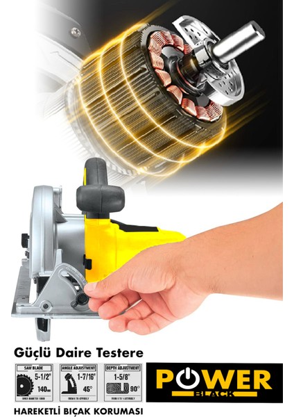 Elektrikli Sunta Kesme Makinası Profesional 5500 Rpm Daire Testere Sarı