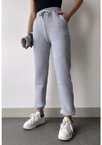 Kadın Kışlık Kalın Içi Polarlı Yüksek Bel Paçası Lastikli Basic Jogger Eşofman Altı fırsatları