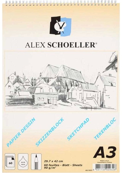 Schoeller Spiralli Eskiz Bloknot A3 90 gr 60 Yaprak