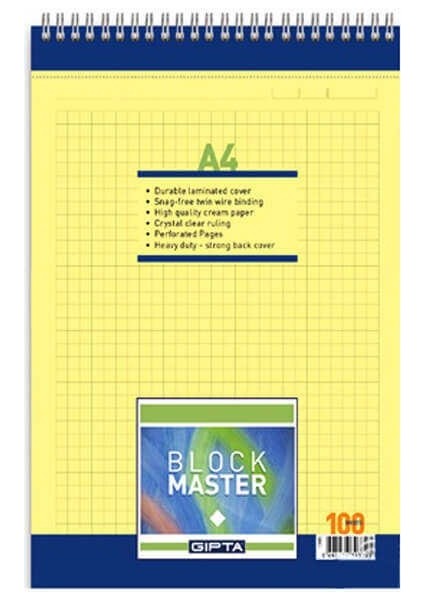 Block Master Spiralli Kareli Bloknot A4 100 Yaprak