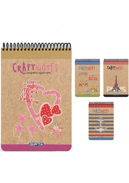 Craft Spiralli Sert Kapak Bloknot Çizgili A4 100 Yaprak