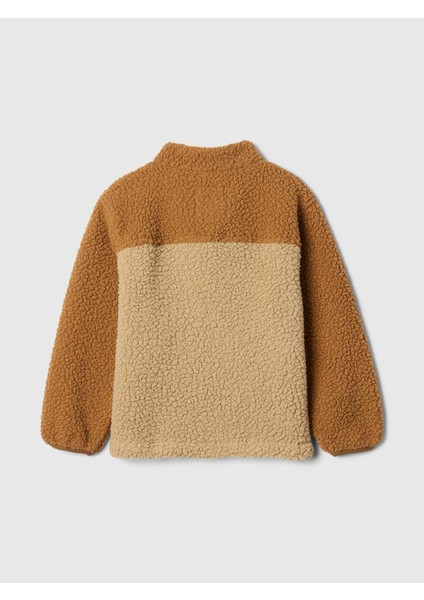 Erkek Bebek Kahverengi Sherpa Colorblock Ceket modelleri