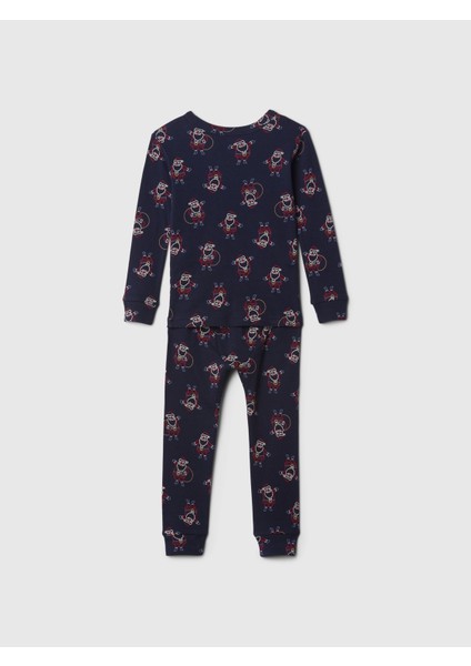 Bebek Lacivert Organik Pamuk Holiday Desenli Pijama Takımı