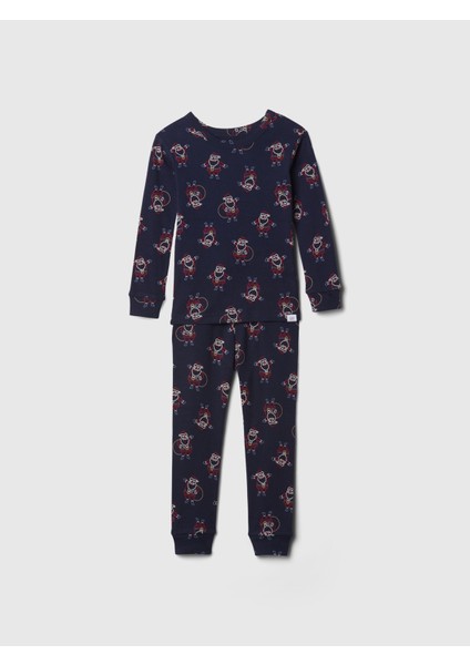 Bebek Lacivert Organik Pamuk Holiday Desenli Pijama Takımı