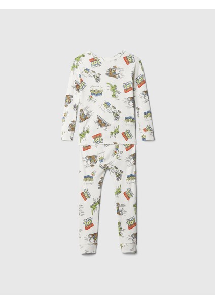 Bebek Kırık Beyaz %100 Organik Pamuk Toy Story Grafikli Pijama Takımı