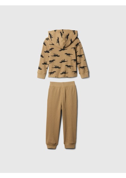 Erkek Bebek Kahverengi Desenli Termal Outfit Set