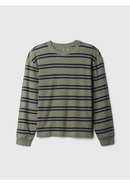 Erkek Çocuk Haki Waffle Örgü T-Shirt