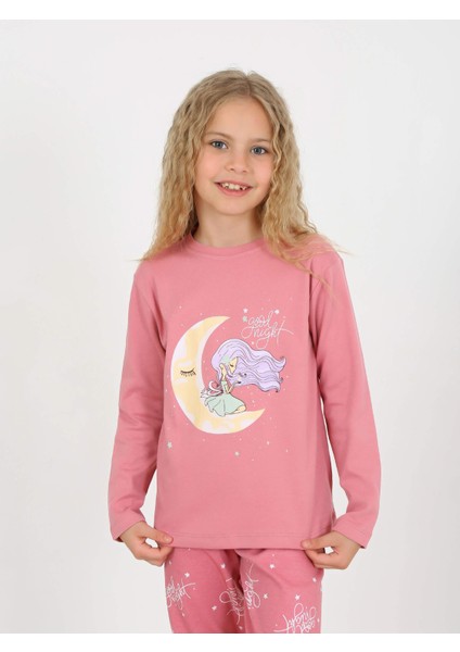 Uzun Kollu Kız Çocuk Pijama Takımı Moon Nıght