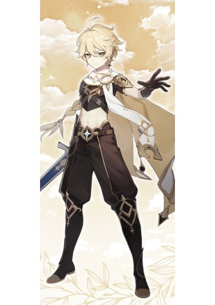 Anime Genshin Impact - Aether Desenli Tek Yön Baskılı Sarılma Yastığı Kılıfı