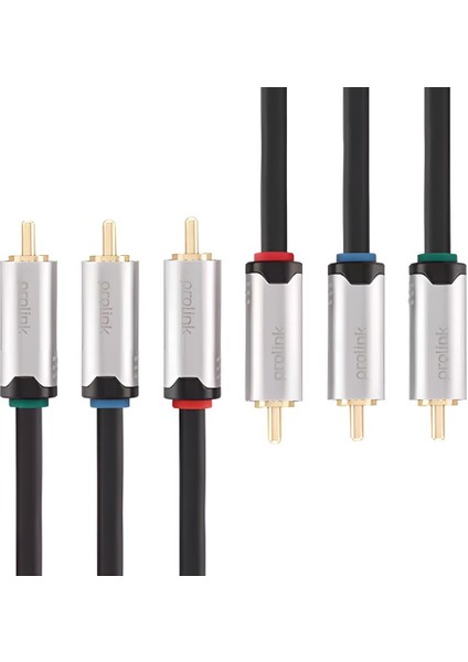 Prolink PMM247-0200 3 Rca - 3 Rca Komponent Çift Blendajlı Oksijensiz Kablo, 2 Metre