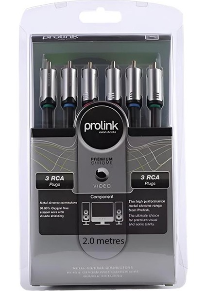 Prolink PMM247-0200 3 Rca - 3 Rca Komponent Çift Blendajlı Oksijensiz Kablo, 2 Metre