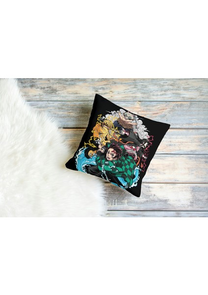 Demon Slayer Desenli Kare Yastık Kılıfı