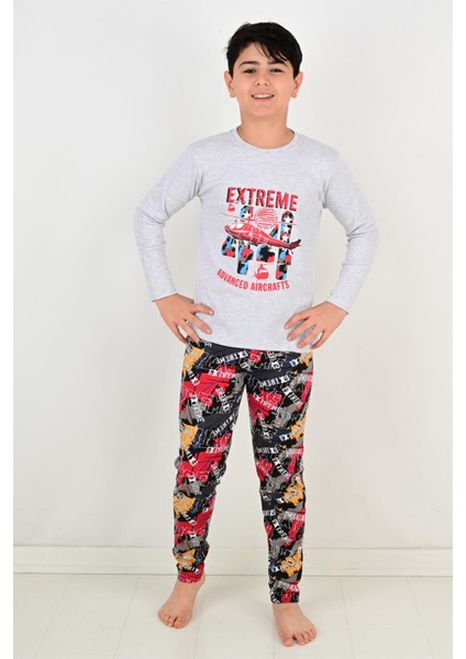 Erkek Çocuk Pijama Takımı Uzun Kollu Air Craft pamuklu Kışlık modelleri