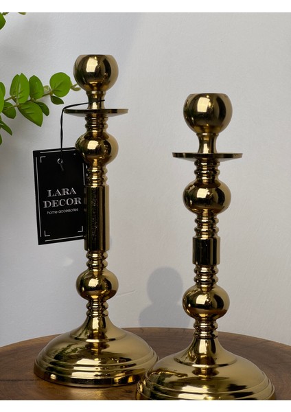 lara decor gold metal 2'li mumluk