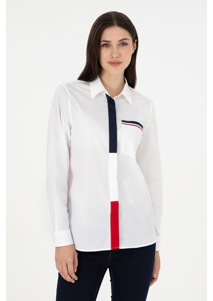 Kadın Beyaz Gömlek Desenli 50291077-VR013 modelleri