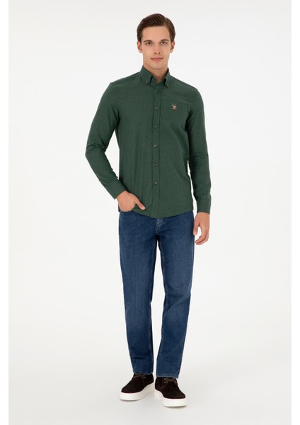 Erkek Koyu Yeşil Gömlek Basic 50293980-VR079 fırsatları