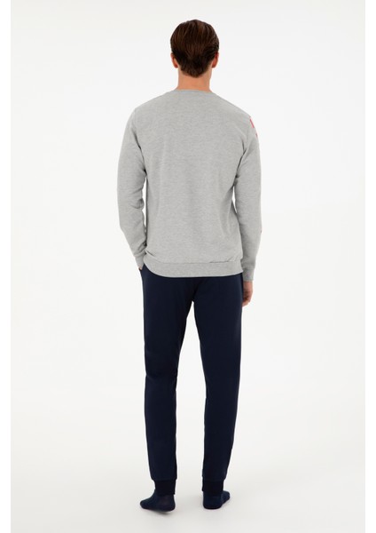 Erkek Gri Melanj Pijama Takım 50301716-VR086 indirimleri