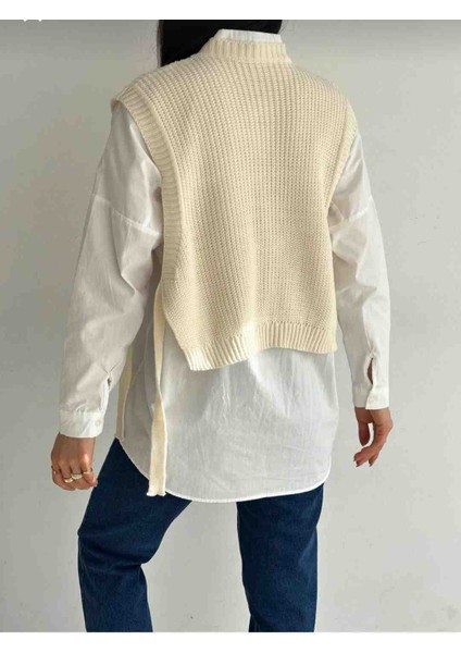 Kadın Krem Inci Detaylı Süveter fırsatları
