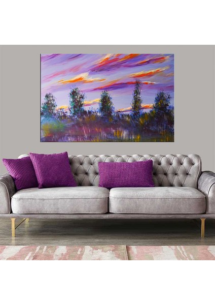 Exclusive Serie" Pop Art Ağaçlar ve Gökyüzü Kanvas Tablo