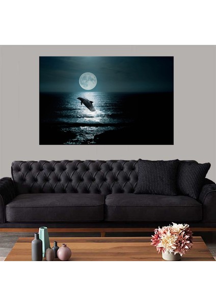 Exclusive Serie" Deniz Gökyüzü ve Dolunay Kanvas Tablo
