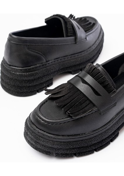 749-749 Siyah Günlük Yüksek Tabanlı Loafer Ayakkabı