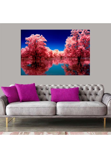 Exclusive Serie" Pembe Ağaçlar ve Deniz Kanvas Tablo