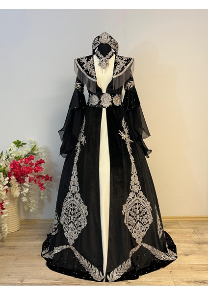Butik Siyah Gelin Kaftanı Bindallı