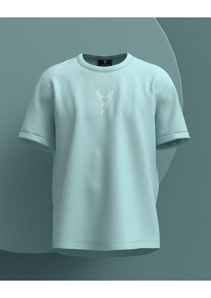 Mint Yeşili Minimal Baskı Unısex Tişört