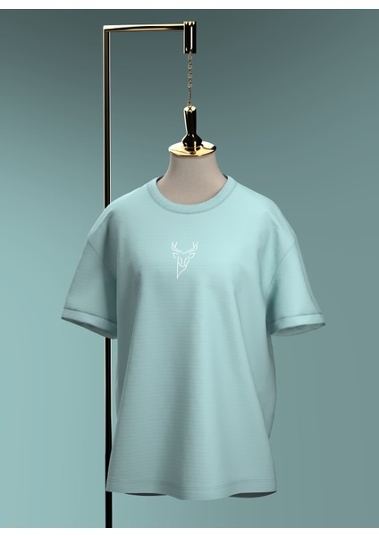 Mint Yeşili Minimal Baskı Unısex Tişört
