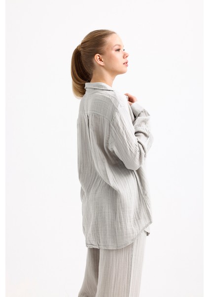 Müslin Uzun Kollu Cep Detaylı Gömlek indirimleri